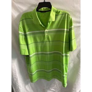 Chaps Men's XL Green Striped Golf Polo Shirt Short Sleeve Casual